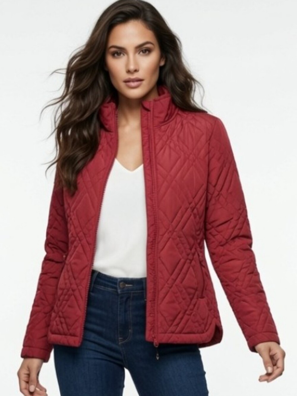 Voyager Women’s Maroonish Red Jacket Zip Closure Polyester Lightweight (Size:L)